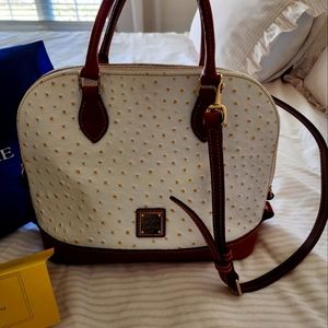 Dooney & Bourke ostrich collection domed zip satchel